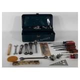 Western Auto metal toolbox and contents, lid is
