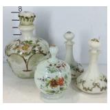 Glassware, two perfume bottles with stoppers,