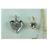 Gold jewelry, 10k white gold and diamond heart