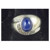 14k white gold, diamond, and lapis ring 7.53g