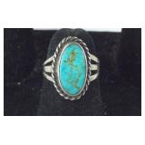 Sterling silver and turquoise ring size 5