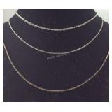 Three Sterling silver chains 30in, 18in, and 20in