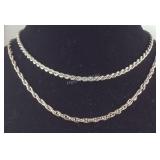 Two Sterling silver chains 18in and 24in 36.4g