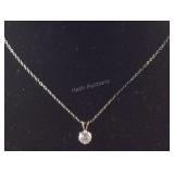 Sterling silver CZ pendant necklace 20in