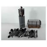 Utensils and utensil caddy, includes flatware,