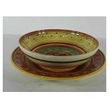 Pier 1 plate and bowl, 12" and 14.5", bowl has a
