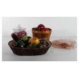 Kitchenwares, includes baskets and glass canister
