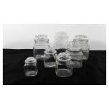 Glassware, seven Anchor Hocking apothecary jars,