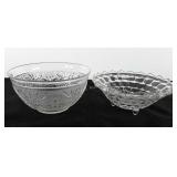 Glassware, two glass bowls, includes tri-footed