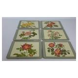 Six cork backed placemats, floral designs, 8 1/2"
