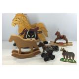 Horse decor, woods rocking horses, Amish buggy,
