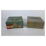 Two metal lock boxes, one Porta-check-file , both