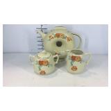 Halls superior teapot with sugar and creamer