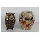Ceramic decor, includes owl vase and ceramic