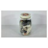 Atlas Mason jar full of buttons, 7" high