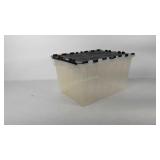 Tote with interlocking lid, 22" × 15" × 12.5"