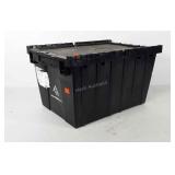 Industrial tote with interlocking lid, 21.5" ×