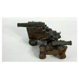 Spanish cannons, brass barrel, wood and metal
