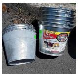 9 Galvanized Pails, unused condition