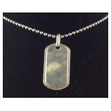 Sterling silver dog tag necklace 29g 30in