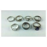 Seven Sterling silver rings 26g, sizes 8, 7, 7.5,