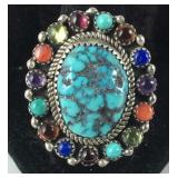 Sterling silver and turquoise ring size 8