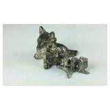 Two heavy figurines, Dog made in Japan and a