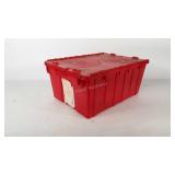 Industrial tote with interlocking lid, 21.5" ×