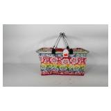 Rainbow floral beach tote bag, 19" × 11" × 9"