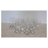 Glass stemware, various sizes plus four beer