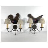 Metalworks rooster and chicken electric wall