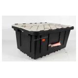 Industrial tote with interlocking lid, 26.5" ×