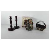 Home decor, includes two candlestick holders,