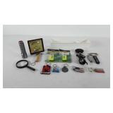 Mixed group, includes souvenir key chains, hammer