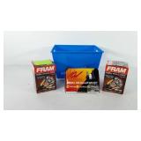 Storage bin with two framed high mileage oil