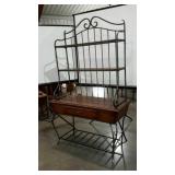 Metal and wood kitchen bakers rack, 77" tall,