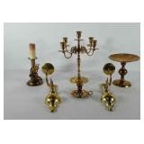 Brass home decor, includes pillar candle holder,