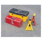 Tool Accessories lot, 2 Jack stands, 2 portable