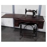 Antique Treadle base Sewing Machine with Cabinet,