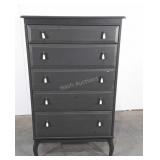 5 Drawer Chest of Drawers, gray color, footed,