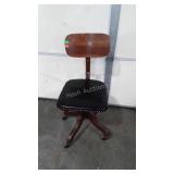 Early Office Desk Chair, nice black vinyl brass