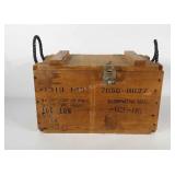 Wooden ammunition crate with rope handles, 19" ×