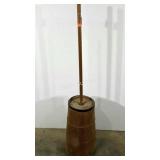 Butter churn, wooden, top stave is loose