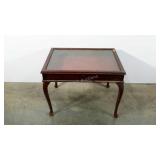 Queen Anne style display coffee table, glass