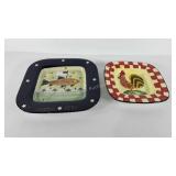 Two platters, includes fish design and chicken