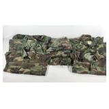 Military camo BDUs, three shirts, six pants, all