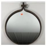 Industrial styled round mirror, 24" across