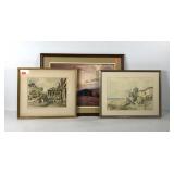 Wall art, watercolor painting city street scene,