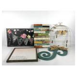 Wall art, bird cage memory hanger, wooden P,