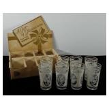 Glassware, set of eight water glasses with box